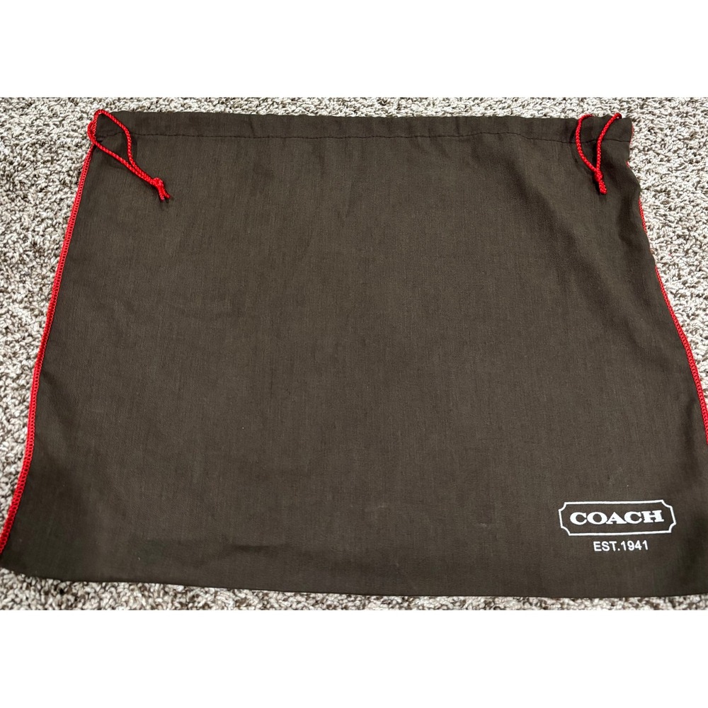 Coach Drawstring Dust Bag Brown w/ Red Trim Logo 19x15 Storage Bag EST 1941